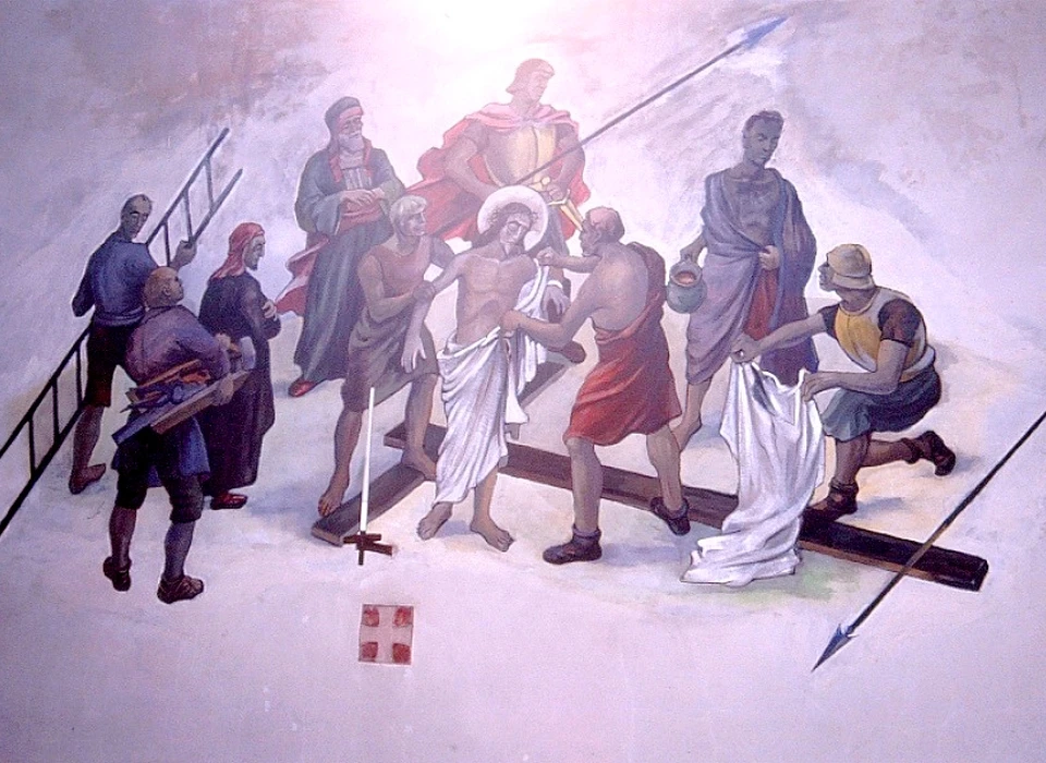 Amstelveenseweg 163 Sint Agneskerk kruisweg statie 10 Jezus wordt van zijn kleren beroofd (2004)