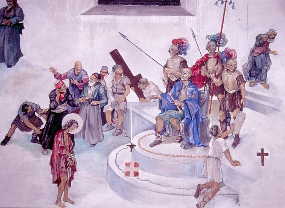 Amstelveenseweg 163 Sint Agneskerk kruisweg statie 1 Jezus wordt ter dood veroordeeld door Pontius Pilatus (2004)