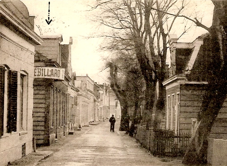 Buiksloterdijk bij de pijl huis 254 waar dan nog een café was gevestigd. (1900)
