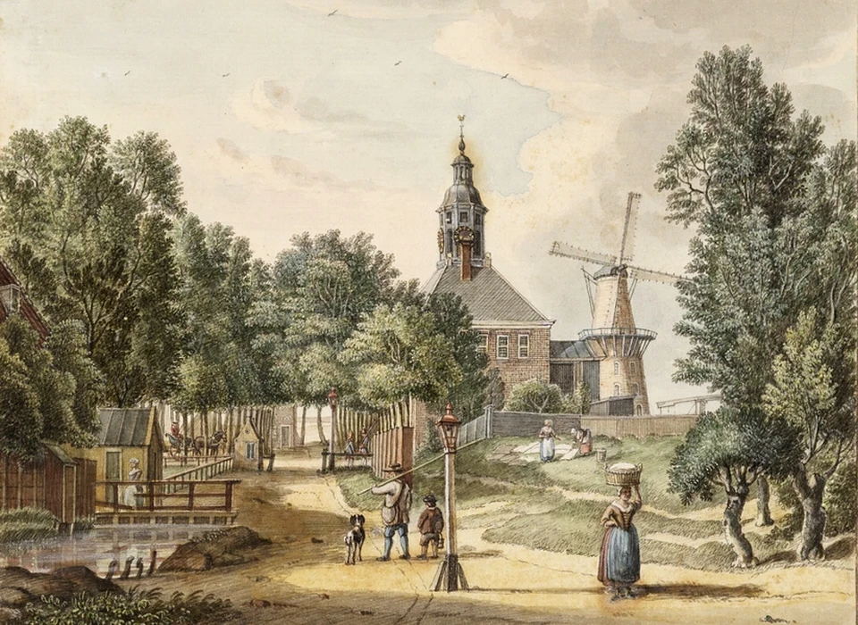 Utrechtsepoort, op voorgrond de (Wetering)Schans, bij bolwerk Ouderkerk (Jan de Beijer, 1767)