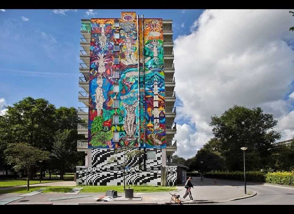 Haag en Veld 146-191 zijkant flat kunstwerk detail Ramon Martins (2015)
