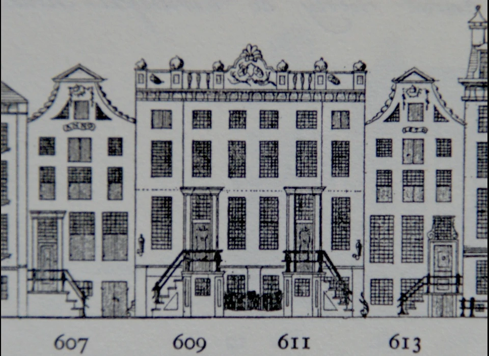 Herengracht 607-613 Caspar Philips grachtenboek (1768)