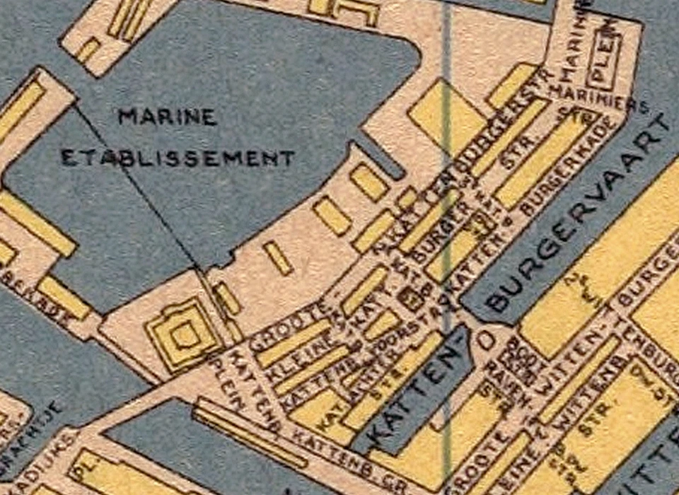 Grote Kattenburgerstraat op de plattegrond (ca.1885)