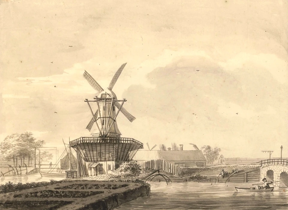 Bolwerk Oetewaal en molen De Ruiter (Bartholomeus Barbiers, 1780)