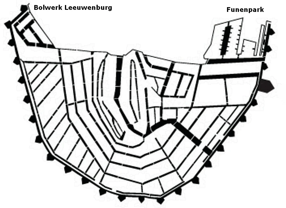 Bolwerk Oetewaal op de plattegrond