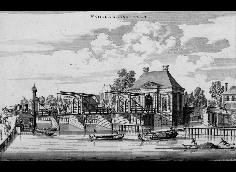 Herengracht 3de Heiligewegspoort, middenachter de panden aan het Singel (ca.1660)