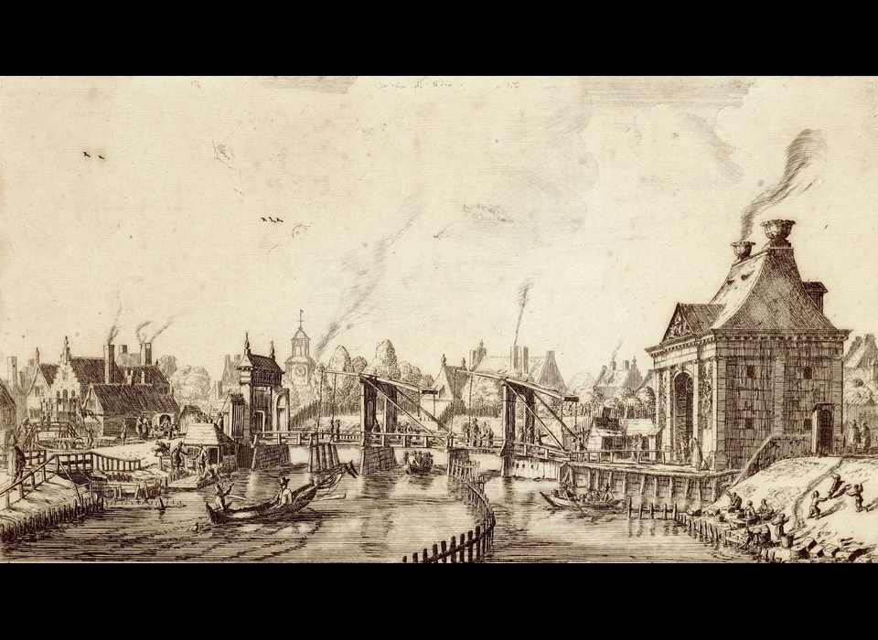 Herengracht 3de Heiligewegspoort naar situatie van 1636 (Reinier Nooms, 1661)