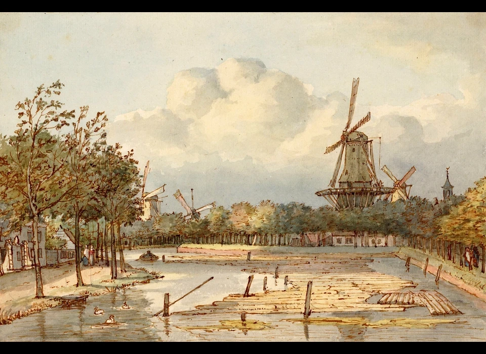 Buitensingelgracht bij Leidsepoort (toren rechts) (Gerrit Lamberts, 1815)