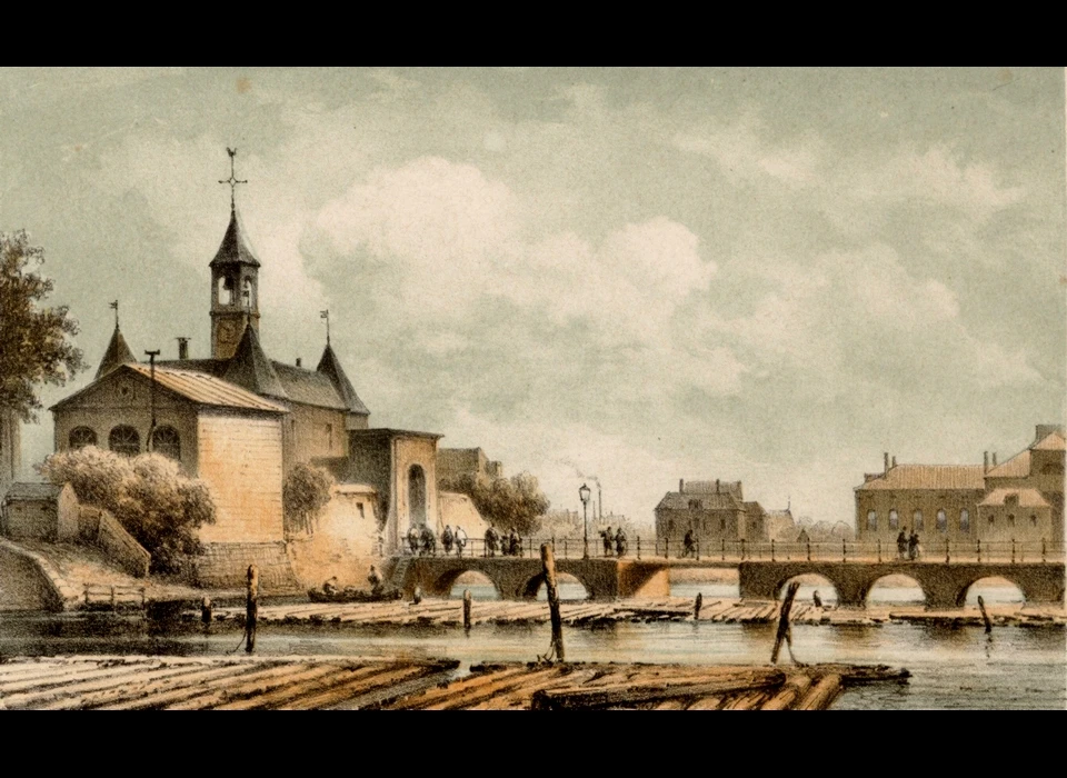 Leidseplein Leidsepoort en rechts cellulaire gevangenis (Johannes Jacobus Antonius Hilverdink, 1850)