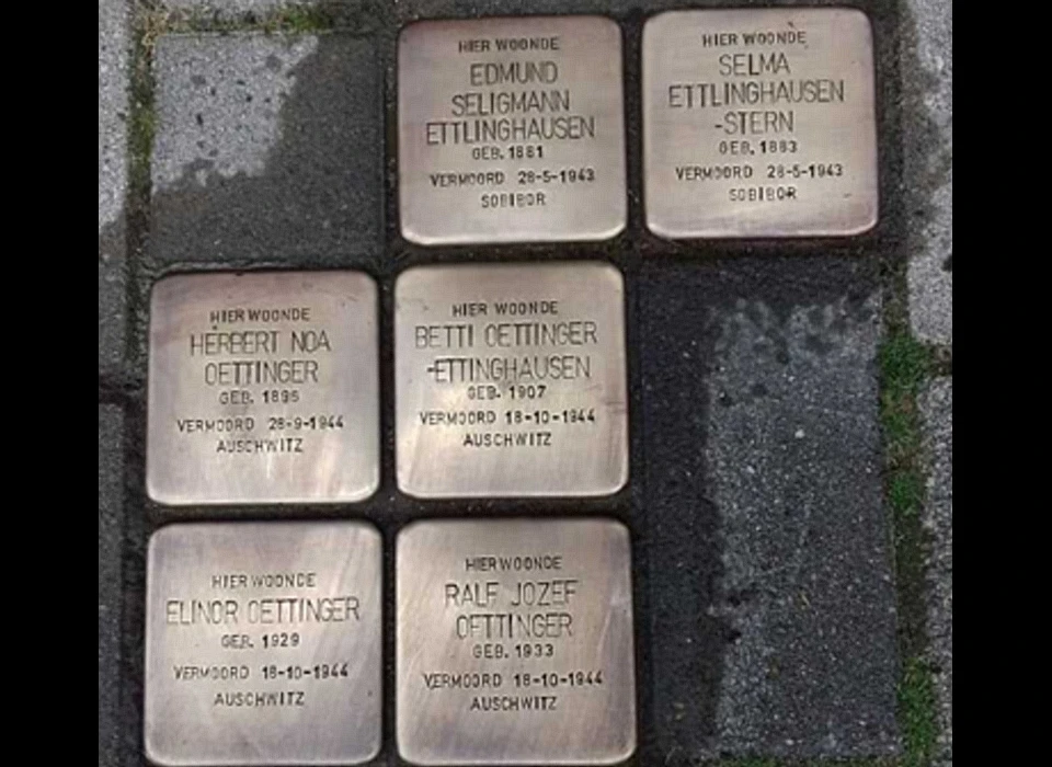 Michelangelosstraat 45 struikelstenen fam. Oettinger, fam. Ettinghausen (2024)