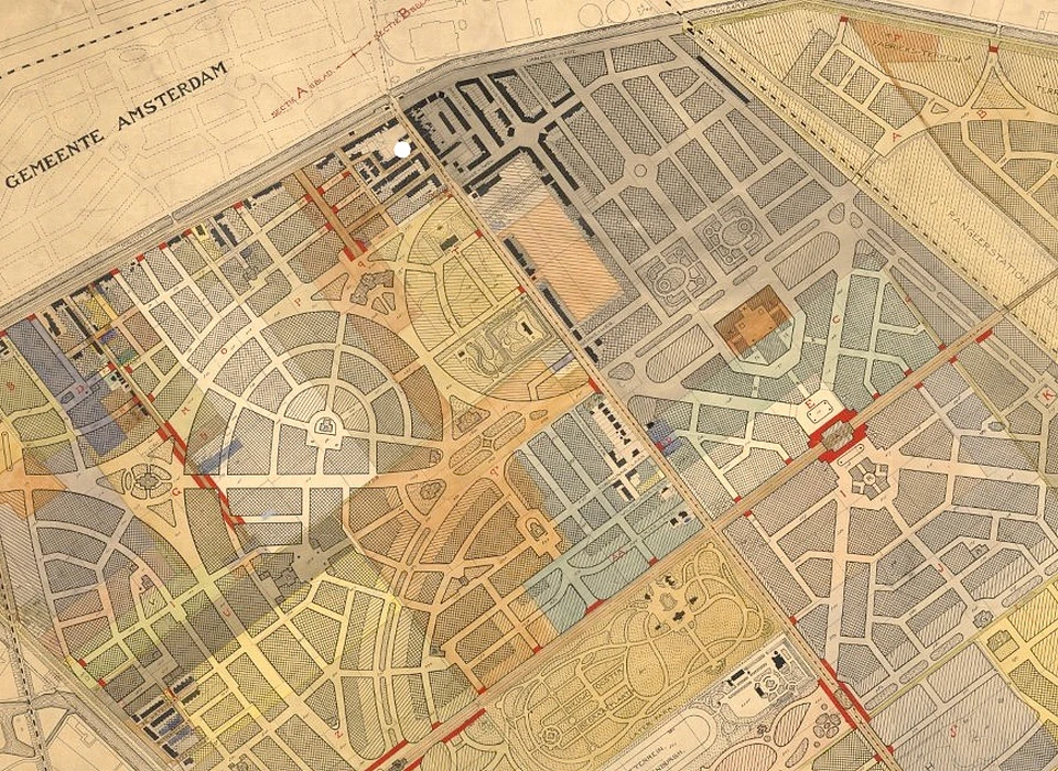 Watergraafsmeer de witte stip geeft aan waar het café Oost-Indië staat (1907)
