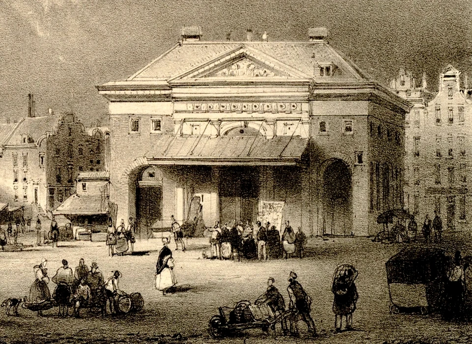 Rembrandtplein 3de Regulierspoort in gebruik als Boterwaag (Huib van Hove, 1835)