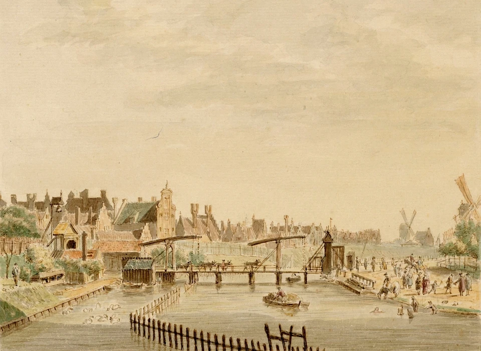 Rembrandtplein 2de Regulierspoort situatie ca.1650 (Hendrik Spilman, 1760)