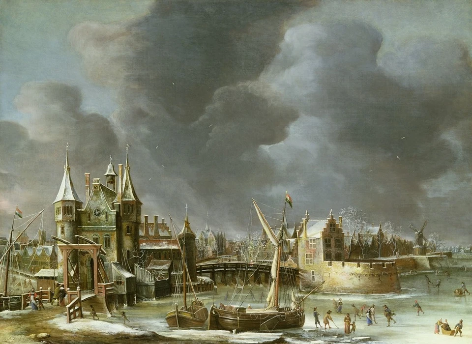 Muntplein 12 Regulierspoort en rondeel situatie ca.1600 (Abraham Beerstraten, 1660)