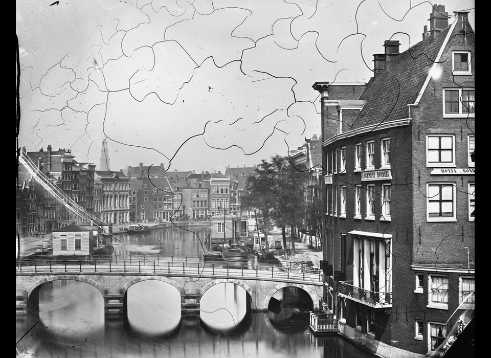 Rokin, rechts hotel Rondeel (Jacob Olie (1834-1905), 1862)
