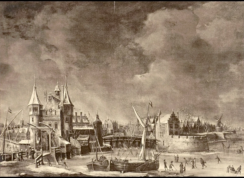 Regulierspoort, wachttoren Leeuwenburg en Rondeel van buiten de stad (Anthonie Beerstraten, situatie voor 1618)