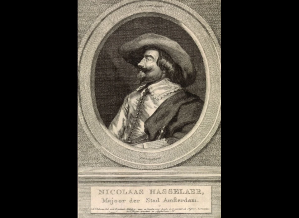 Nieuwe Doelenstraat 16 Nicolaas Hasselaar, majoor der stad Amsterdam (Jacob Houbraken (1749-1780), ca.1630)
