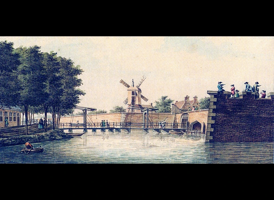 Tweede Marnixplantsoen Raampoort en bolwerk Rijkeroord met molen De Bloem (circa 1800)