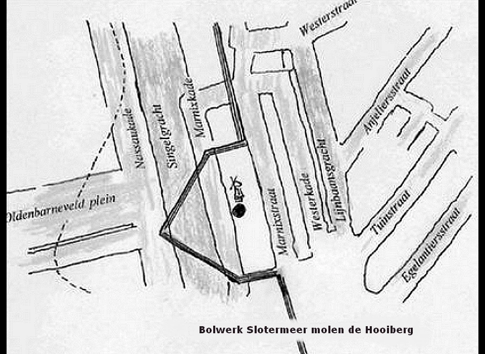 locatie bolwerk Slotermeer op huidige kaart