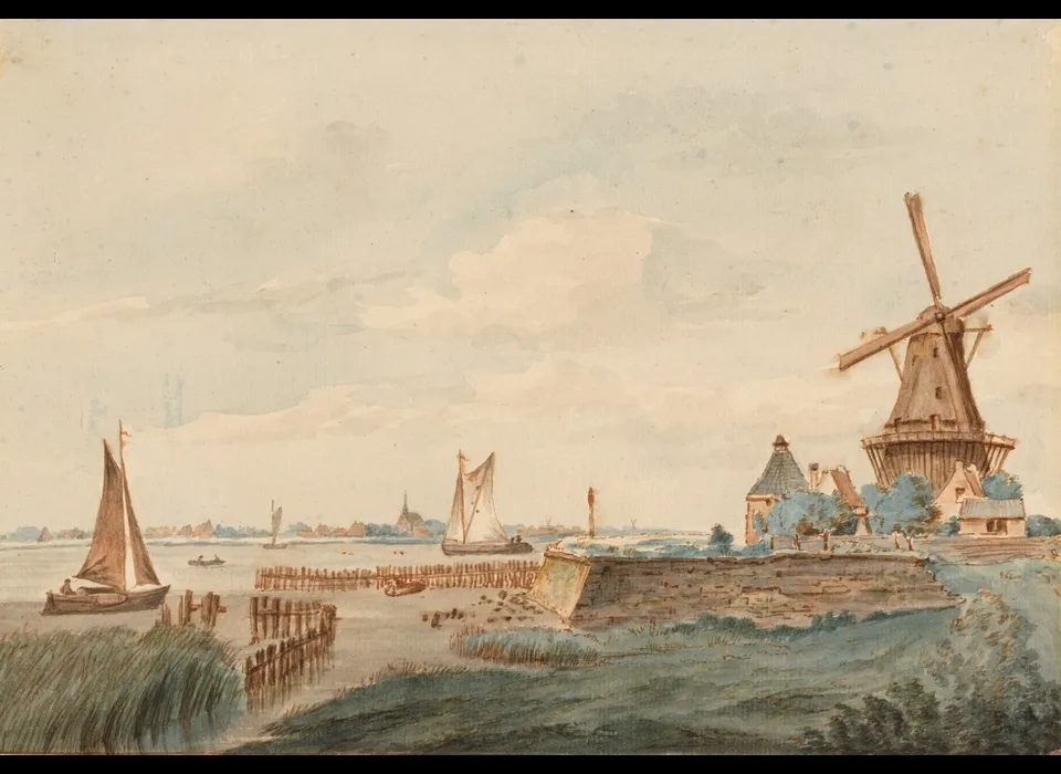 Bolwerk Blauwhoofd met korenmolen De Bok (Gerrit Lamberts, 1810)