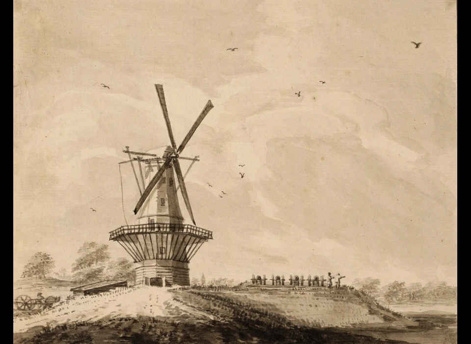 Molen De Vervanger op bolwerk De Bocht (Bartholomeus Barbiers (1743-1808), 1780)