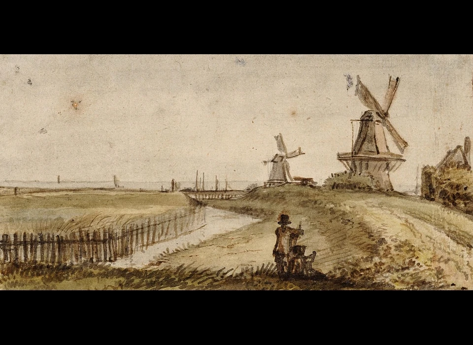 Bolwerk Westerbeer rechts molen de Beer in midden molen de Vervanger op bolwerk de Bocht (Jurriaan Andriessen (1742-1819), 1780)