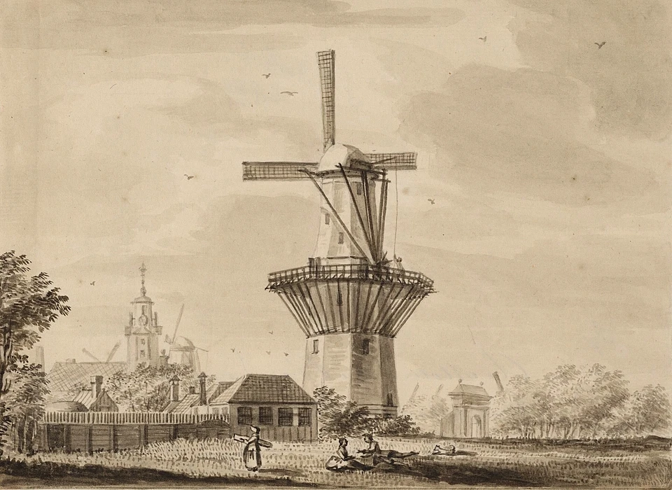 Bolwerk Westerbeer met molen de Beer linksachter de Haarlemmerpoort (Bartholomeus Barbiers (1743-1808), 1780)