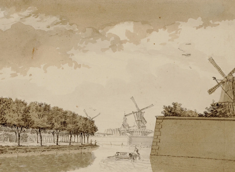 Eerste Marnixplantsoen rechts bolwerk Haarlem, midden bolwerk Sloterdijk en Haarlemmerpoort (ca.1770)