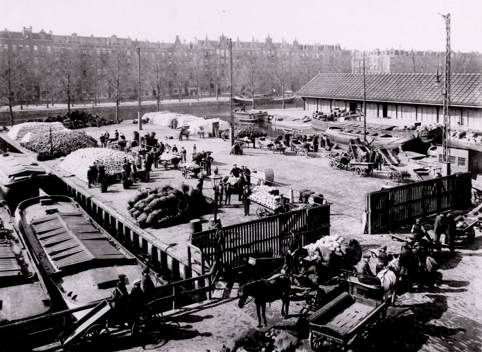 Marnixstraat groentemarkt (circa 1930)