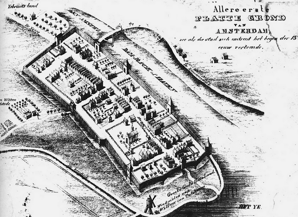 Fictieve plattegrond Amsterdam (ca.1200)