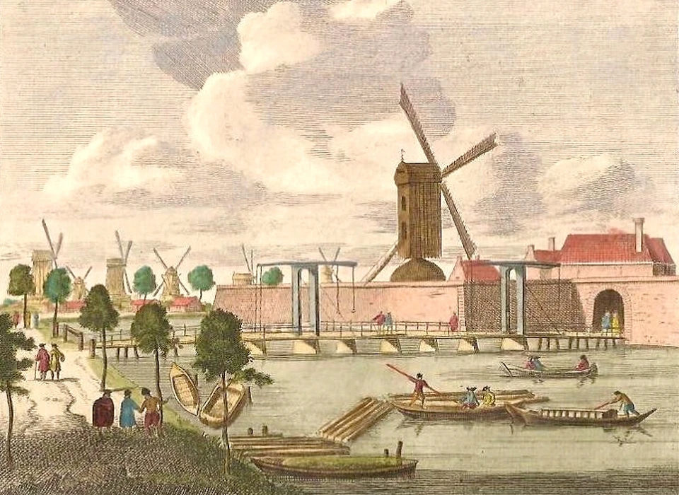 Bolwerk Karthuizers achter brug naar Zaagmolenpoort (Pieter Schenk, circa.1708)