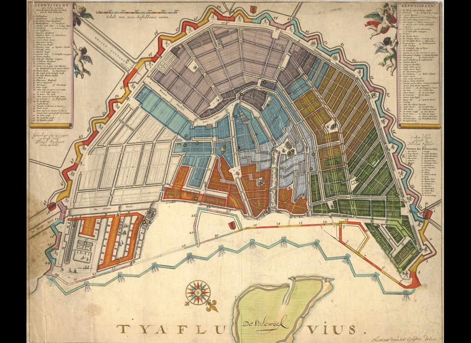 Plattegrond Amsterdam met Vierde Uitleg (Daniel Stalpaert e.a., 1672)