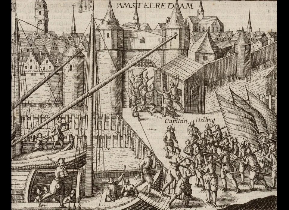 Singel, aanval door Watergeuzen op 2de Haarlemmerpoort (1577)