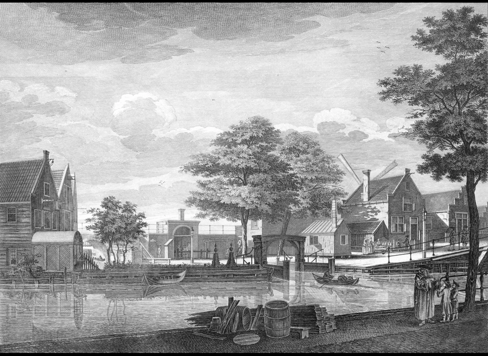 Marnixstraat Gezicht op binnenzijde Raampoort en Bullebaksluis (Caspar Jacobsz. Philips, circa 1780)