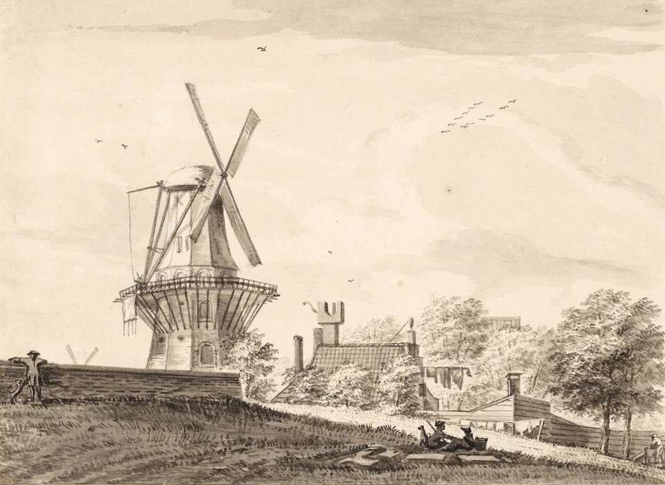 Marnixstraat Bolwerk Rijk met molen De Victor (B.Barbiers, 1780)