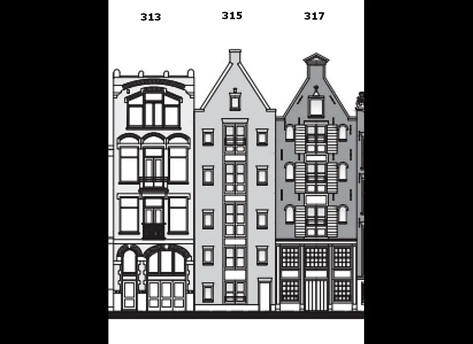 Prinsengracht 313-317 v.l.n.r. Pulitzerhotel (2016)