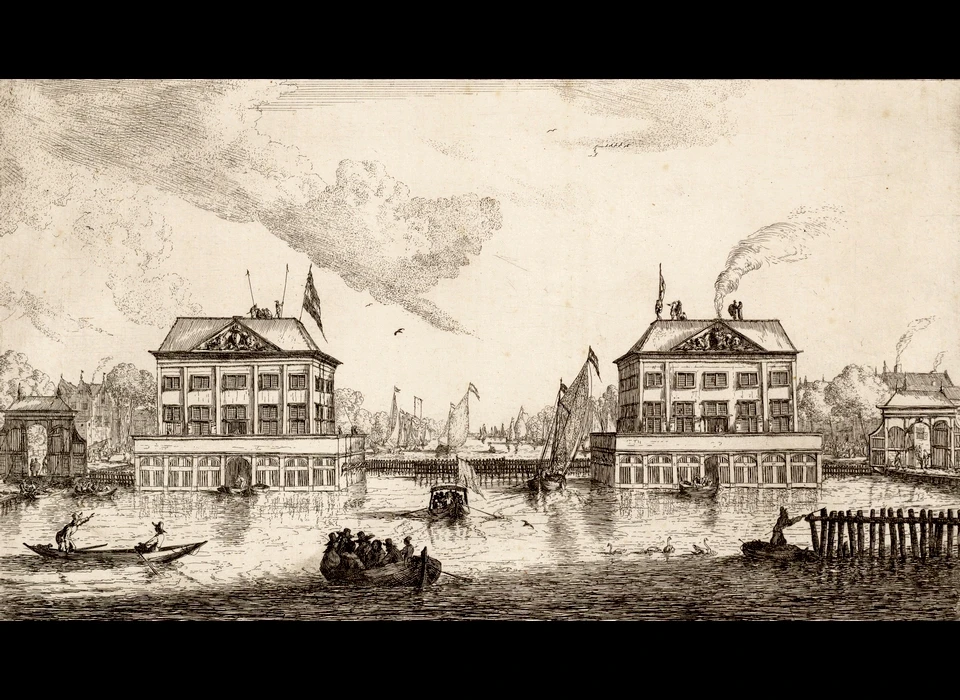 De twee Blokhuisen in de Amstel buiten Amsterdam zijn gebouwd in 1651 en in 1654 al weer afgebroken (R.Zeeman, 1654)