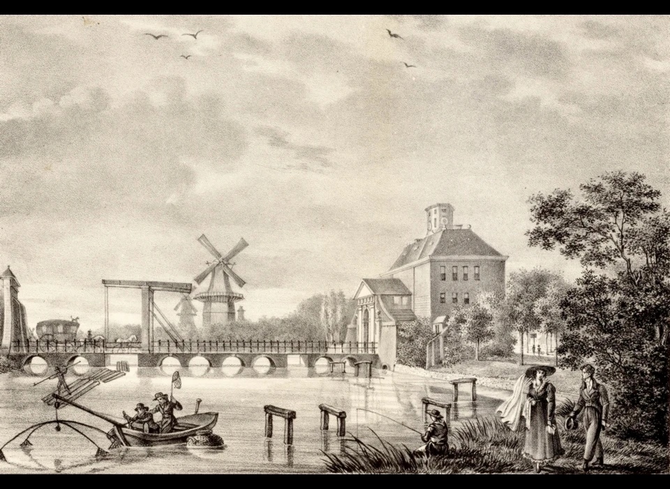 Zicht op Weesperpoort vanaf bolwerk Weesp (Abraham Vinkeles (1790-1864), 1820)