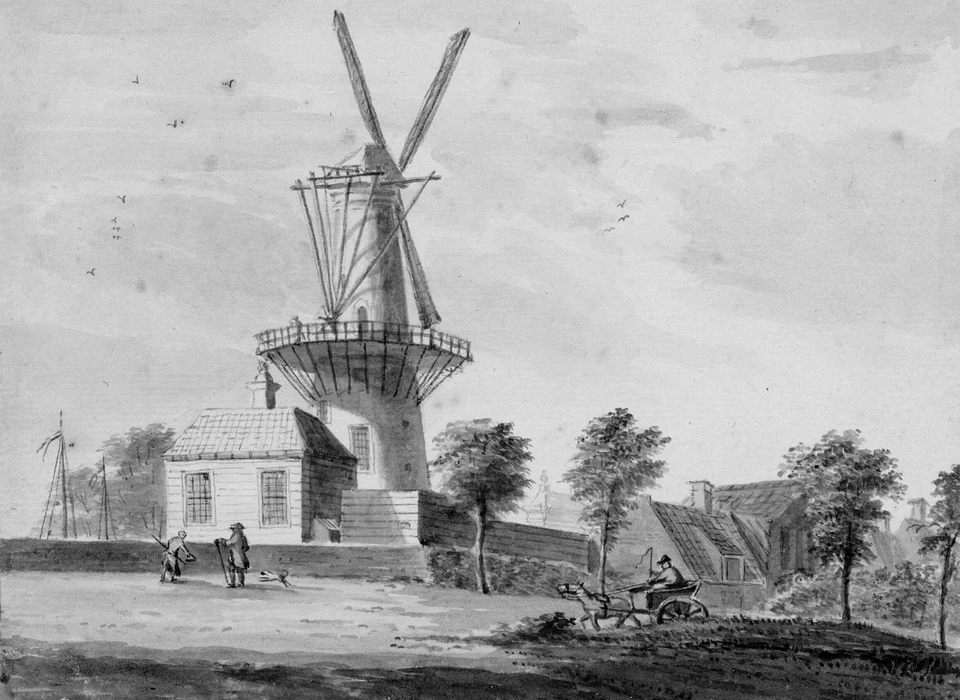 Molen de Groen op het bolwerk Westerblokhuis (Bartholomeus Barbiers, 1790)