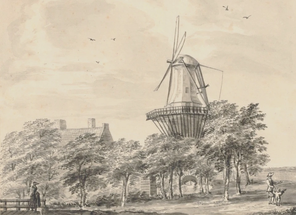 Molen De Valk op bolwerk Diemen (Bartholomeus Barbiers, 1790)