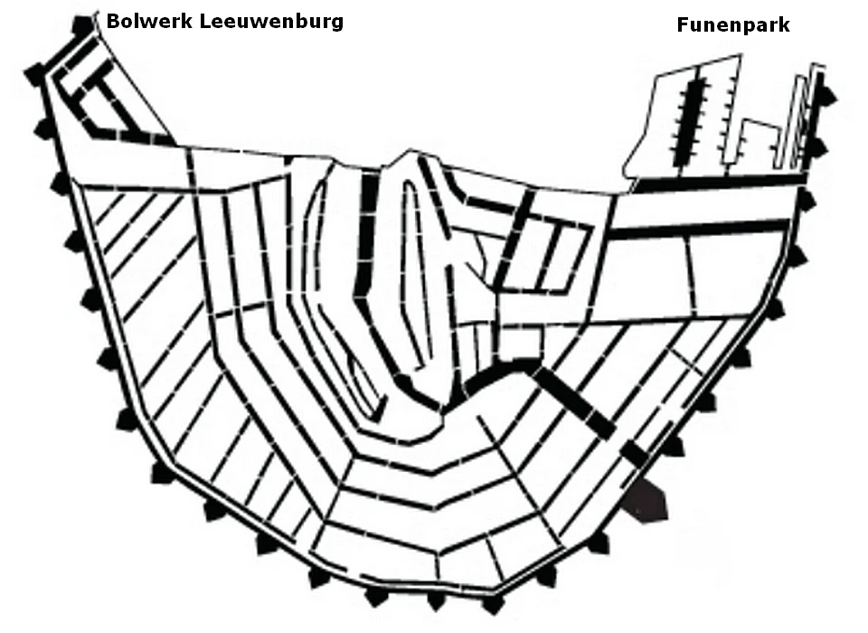 Bolwerk Westerblokhuis op de plattegrond