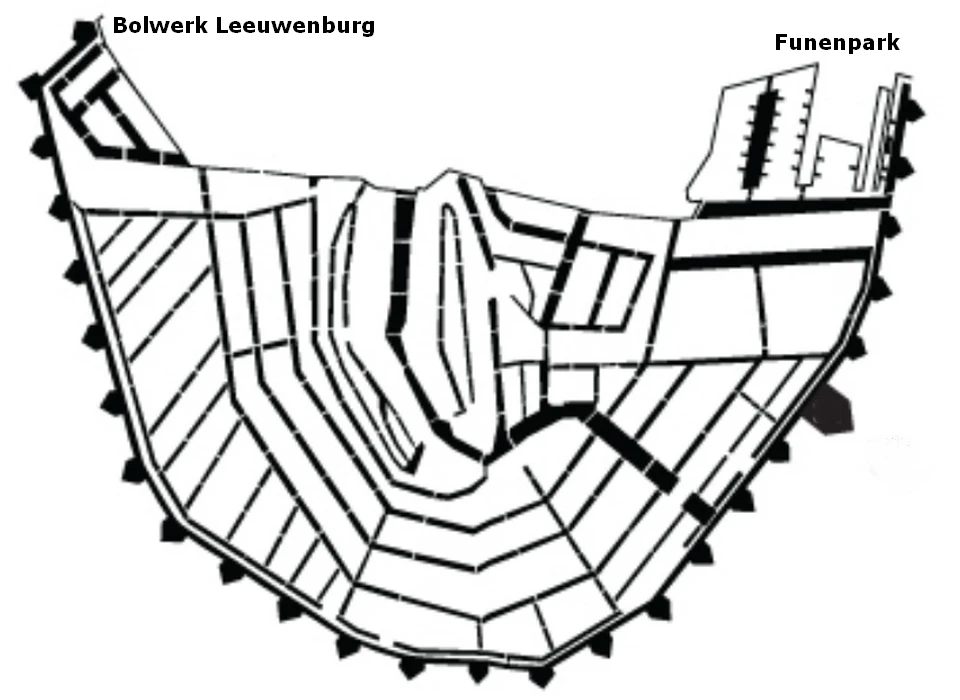 Bolwerk Diemen op de plattegrond