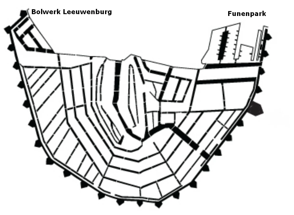 Bolwerk Muiden op de plattegrond