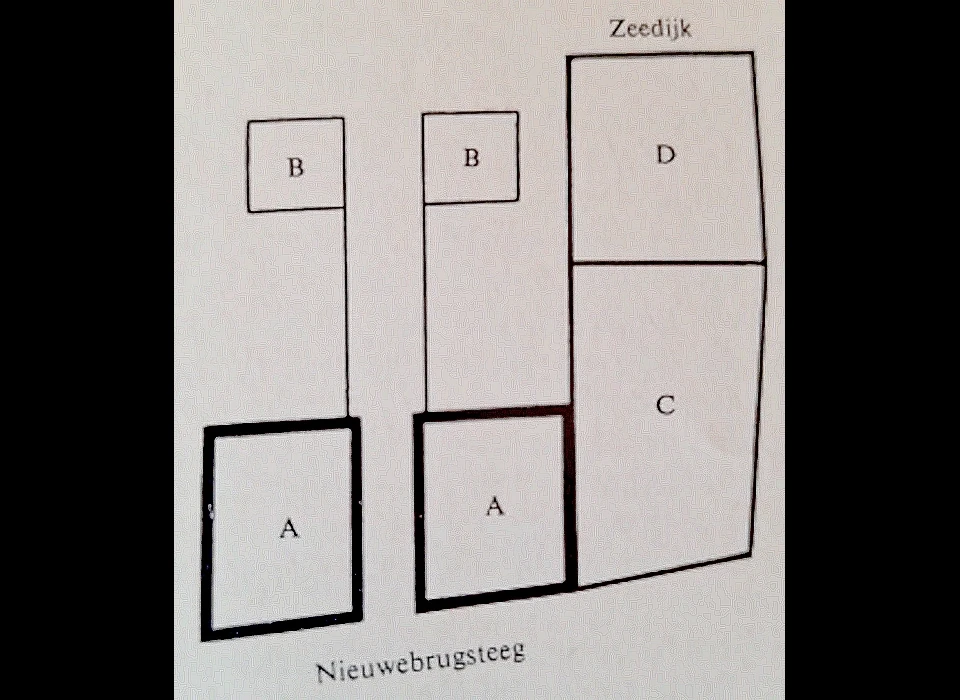 Plattegrond Sint Olofspoort A hoofdpoort, B voorpoort, C-D Sint Olofskapel