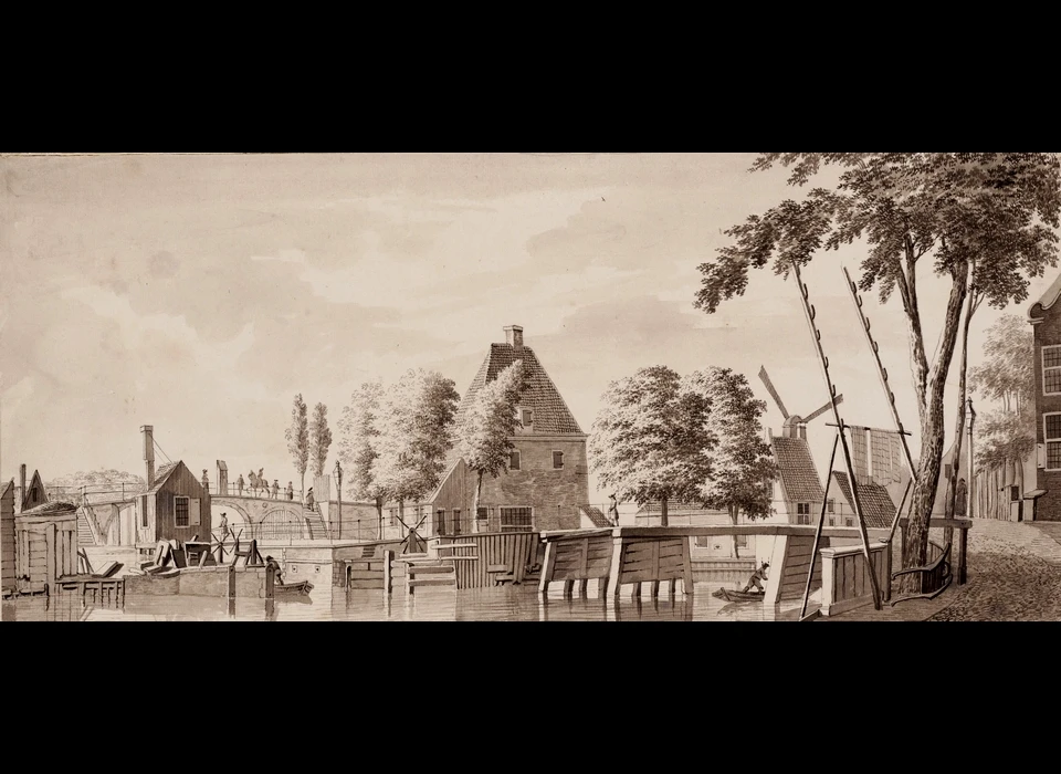 Weteringpoort met het sluisje gezien van de Lijnbaansgracht (Hendrik Tavenier, 1784)