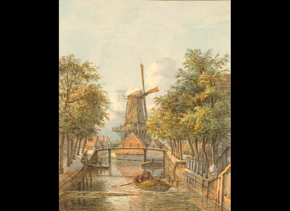 Spiegelgracht naar bolwerk Amstelveen en molen De Spring (Gerrit Lamberts, 1815)