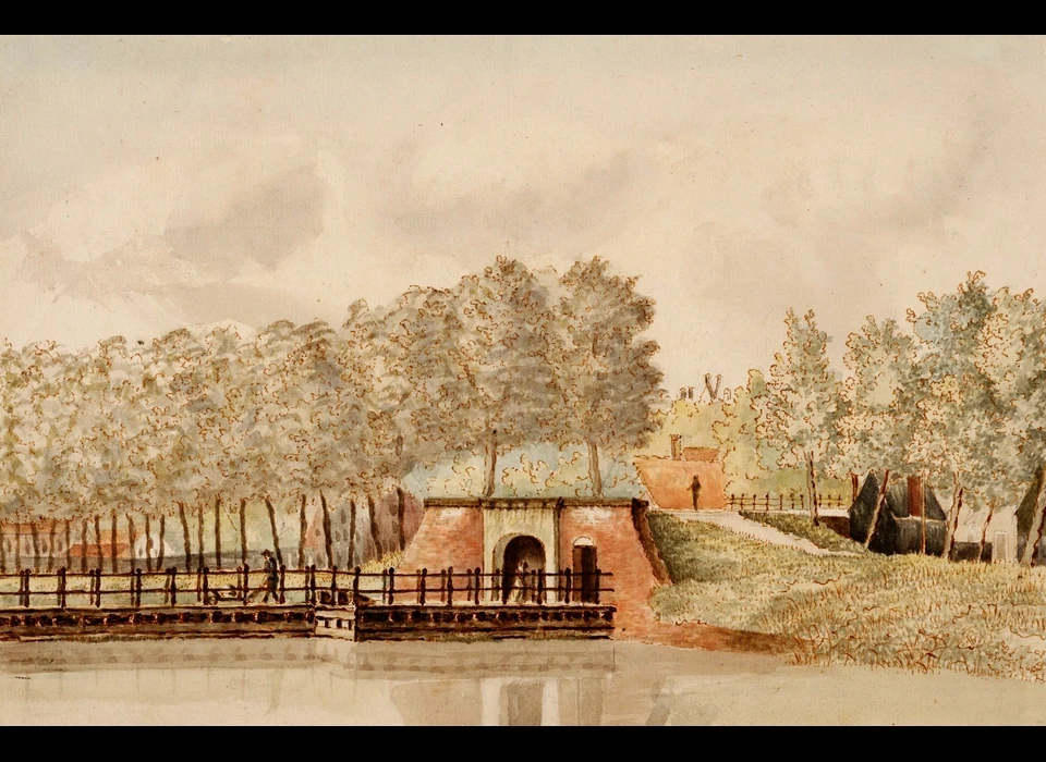 Gezicht over de Singelgracht op de Weteringschans met Weteringpoort (Evert Doublet Pzn, 1820)