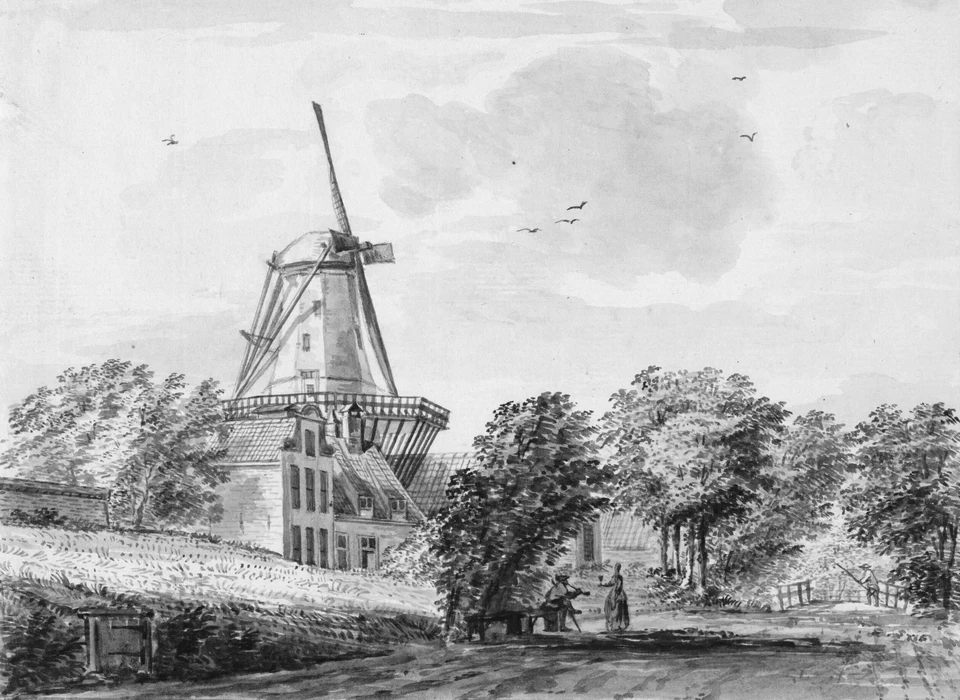 Weteringschans met molen De Wetering op bolwerk Wetering (Bartolomeus Barbiers, 1780)