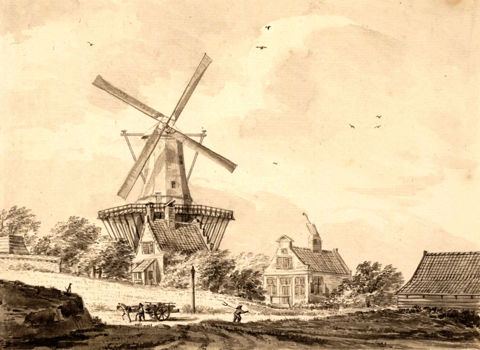 Bolwerk Reguliers met molen De Hoop (Bartholomeus Barbiers, 1780)